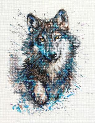 Snow Splashes Wolf Counted Cross Stitch Kit
